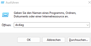 dxdiag ausführen